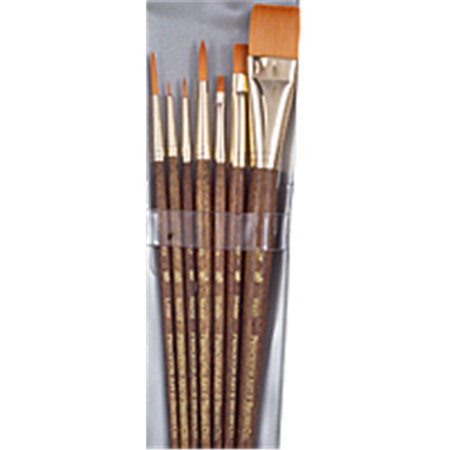 ART SUPPLIES Real Value Short Handle Set, Synthetic Golden Taklon - Set Of 7 9141